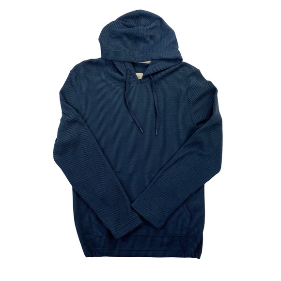 NWT‎ Rainforest Waffle Knit Hoodie Sz Medium Mens Blue Pullover with Drawstring - Picture 1 of 12